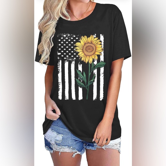 American Flag Shirt Women Graphic Patriotic Tee shirt Large ❤️❤️Posh Pick❤️❤️ - Picture 3 of 5